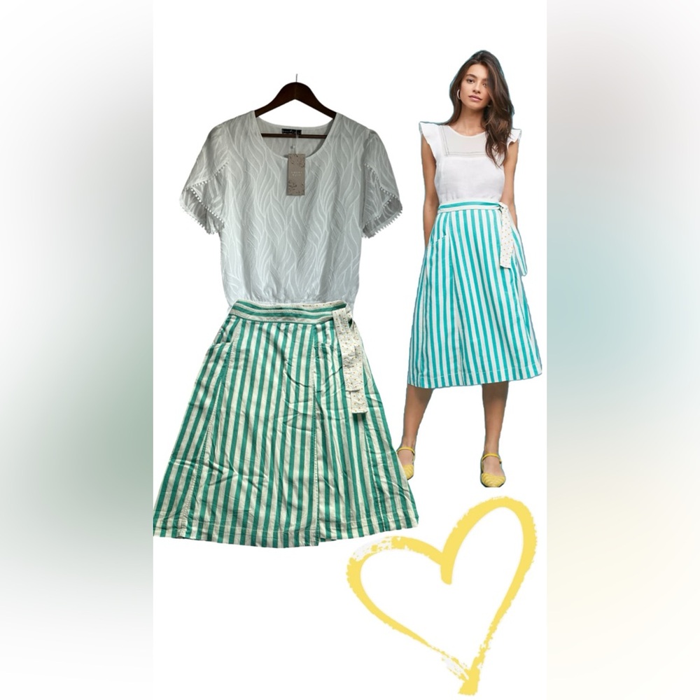 Anthropologie Green Pleated A-Line Midi Skirt